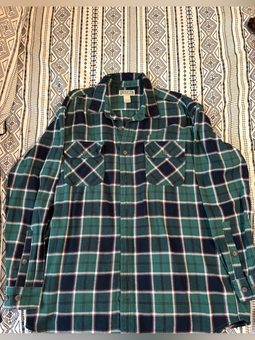 Duluth Trading Burlyweight Flannel Men’s XL Tall Green Plaid35